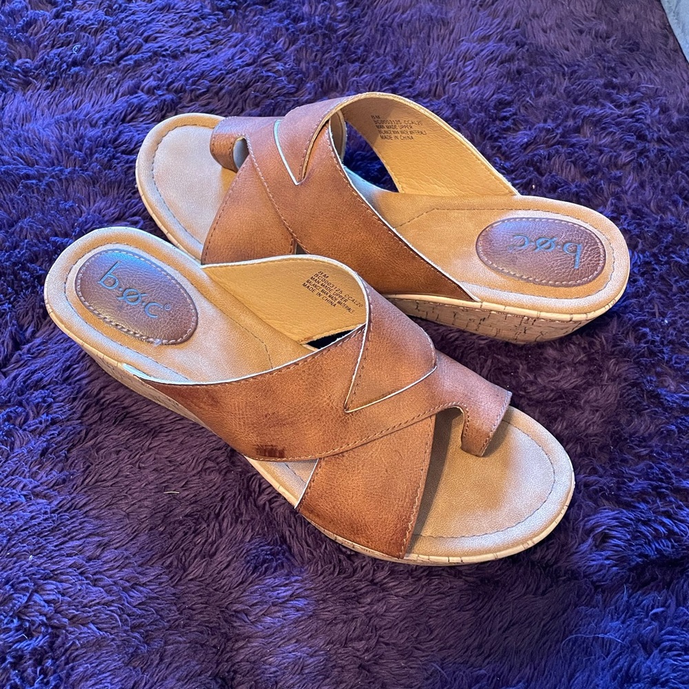 Women’s B.O.C. Tan Wedge Sandals Size 8